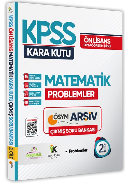 Kpss Ön Lisans-Ortaöğretim Matematik Kara Kutu 2.cilt Ösym Çıkmış Soru Bankası Dijital Çözümlü