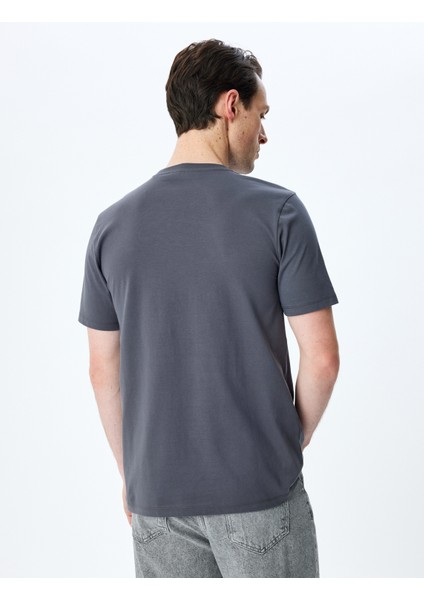 Slogan Baskılı Bisiklet Yaka Kısa Kollu Pamuklu Slim Fit Tişört fırsatları