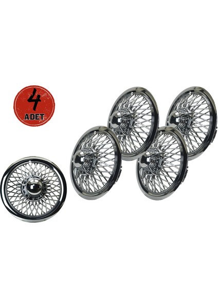 Jant Kapağı Kırılmaz Telli Ahtapot Fırfırlı 12" Abs Krom Paslanmaz 4'lü (Takım Olarak)