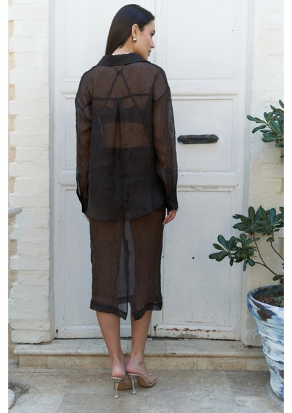 Sorcha Kahve Transparan Gömlek Etek Takım fırsatları