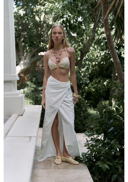 Fabriyonto Asimetrik Ekru Uzun Etek fiyatları