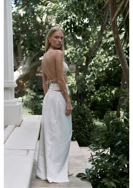 Fabriyonto Asimetrik Ekru Uzun Etek fırsatları