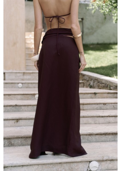 Fabriyonto Asimetrik Bordo Uzun Etek indirimleri