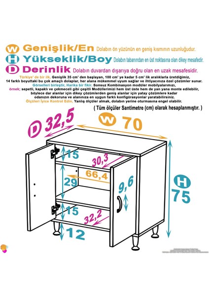 70X75X32,5 Cm’ Lik 2 Kapaklı 3 Göz Raf Dolap,organizatör Mutfak Dolabı Çok Amaçlı Dolap fiyatları
