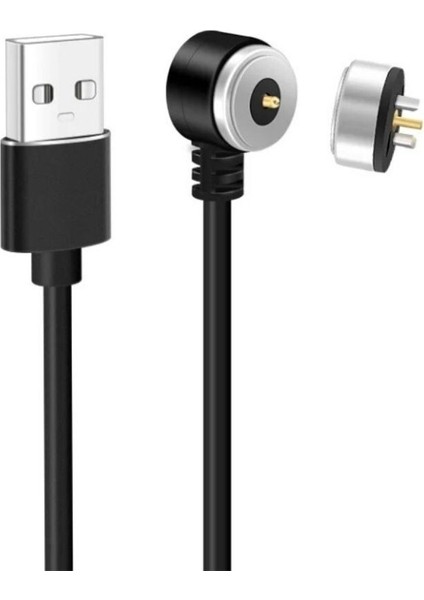 2-Pin 10MM 90C Kablolu Pogo Pin Manyetik Konnektör Takımı - USB Soketli