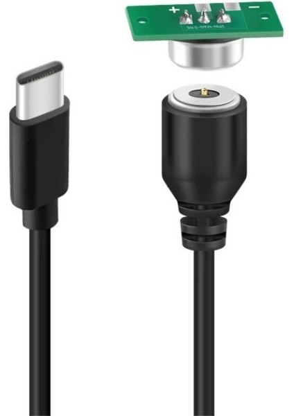 2-Pin 10MM Kablolu Pcbli Pogo Pin Manyetik Konnektör Takımı - Type-C Soketli