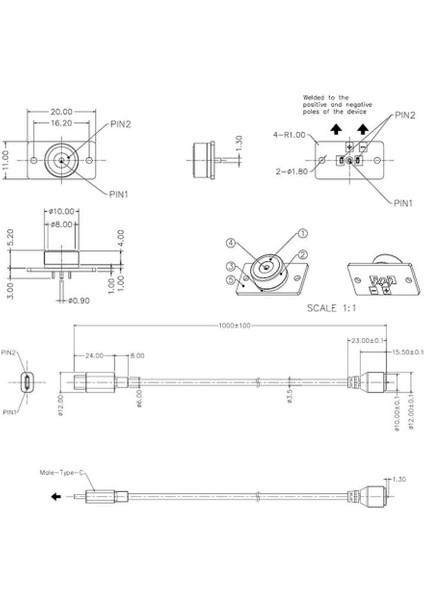 2-Pin 10MM Kablolu Pcbli Pogo Pin Manyetik Konnektör Takımı - Type-C Soketli fiyatları