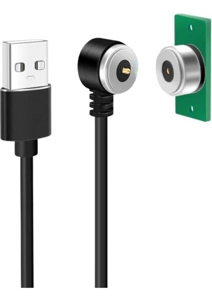 2-Pin 10MM 90C Kablolu Pcbli Pogo Pin Manyetik Konnektör Takımı - USB Soketli