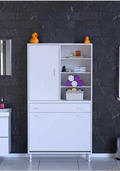 100X173X32,5CM 1 Çekmece, 3 Göz Sepet, 1 Kapak, 8 Raflı,organizatör Mutfak Dolabı Çok Amaçlı Dolap