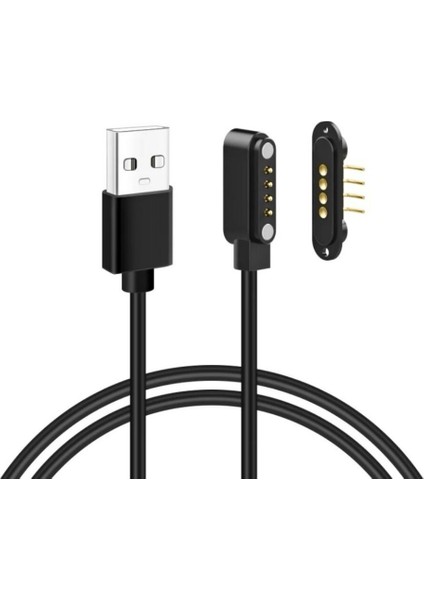 4-Pin 2.54MM 90C Kablolu Pogo Pin Manyetik Konnektör Takımı - USB Soketli