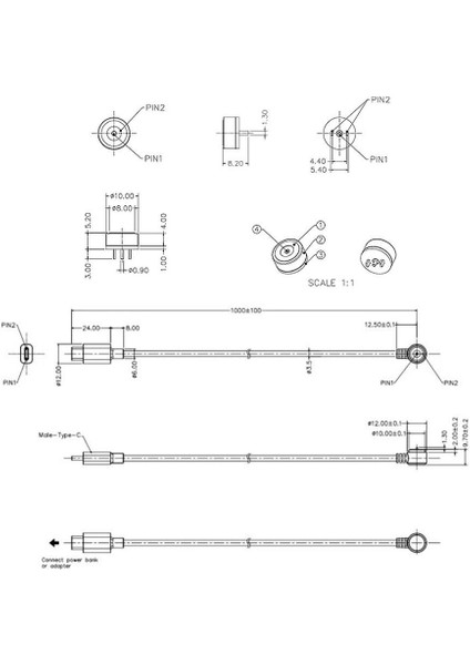 2-Pin 10MM 90C Kablolu Pogo Pin Manyetik Konnektör Takımı - Type-C Soketli fiyatları