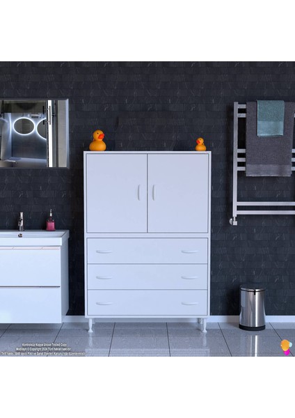Ilkim 100 x 138 x 32,5 Cm' Lik Kapak Içi Çift Raflı ve 3 Çekmeceli Düzen Harikası Dolap modelleri