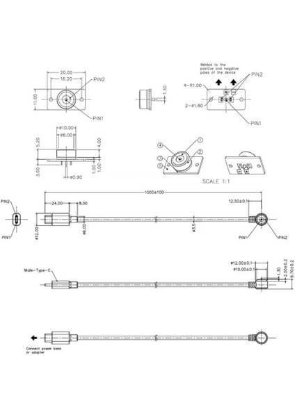 2-Pin 10MM 90C Kablolu Pcbli Pogo Pin Manyetik Konnektör Takımı - Type-C Soketli fiyatları