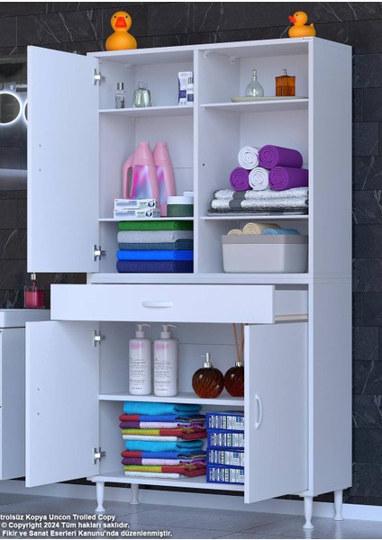 100 x 173 x 32,5 Cm’lik 1 Çekmece 3 Kapak 5 Raf 8 Gözlü,organizatör Mutfak Dolabı Çok Amaçlı Dolap
