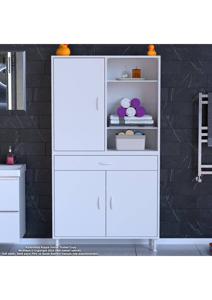 100 x 173 x 32,5 Cm’lik 1 Çekmece 3 Kapak 5 Raf 8 Gözlü,organizatör Mutfak Dolabı Çok Amaçlı Dolap