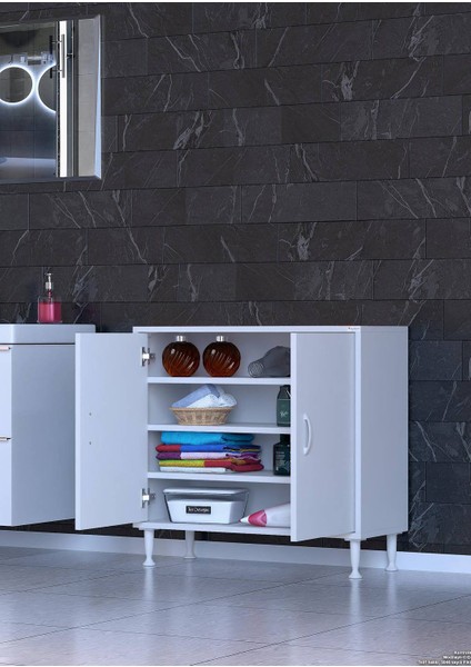 70X75X32,5 Cm’ Lik 2 Kapaklı 4 Göz Raf Dolap Organizatör Mutfak Dolabı Çok Amaçlı Dolap