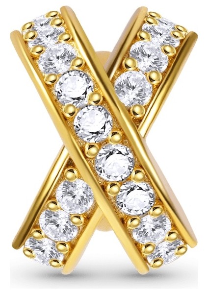 x Charm, 18K Altın Kaplama 925 Ayar Gümüş