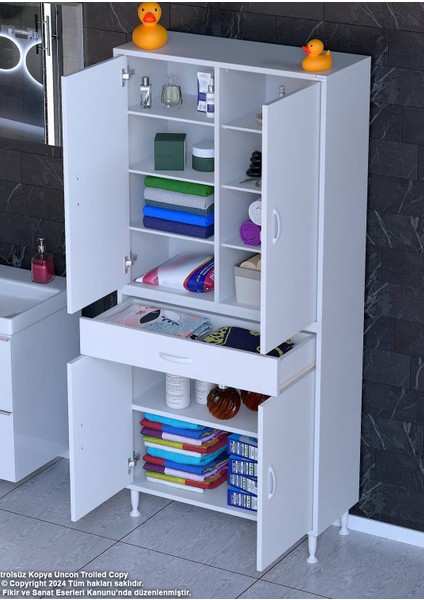 85 x 173 x 32,5 Cm’lik 1 Çekmece 4 Kapak 7 Raf 10 Gözlü,organizatör Mutfak Dolabı Çok Amaçlı Dolap
