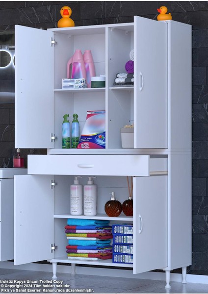 100 x 173 x 32,5 Cm’lik 1 Çekmece 4 Kapak 3 Raf 6 Gözlü,organizatör Mutfak Dolabı Çok Amaçlı Dolap