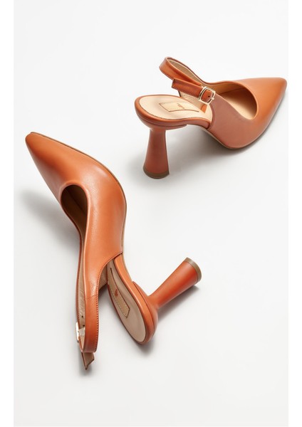 Taba Deri Kadın Topuklu Ayakkabı fırsatları