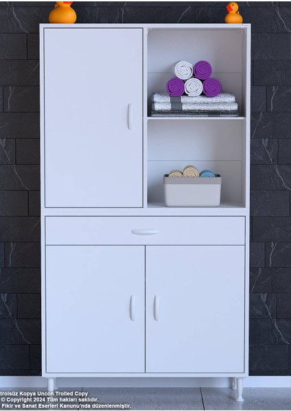 100 x 173 x 32,5 Cm’lik 1 Çekmece 3 Kapak 3 Raf 6 Gözlü, Organizatör Mutfak Dolabı Çok Amaçlı Dolap