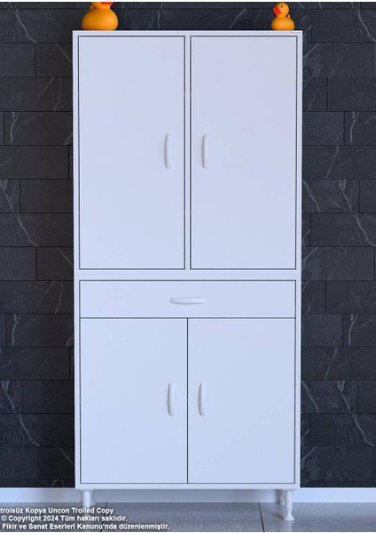 85 x 173 x 32,5 Cm’lik 1 Çekmece 4 Kapak 5 Raf 8 Gözlü,organizatör Mutfak Dolabı Çok Amaçlı Dolap
