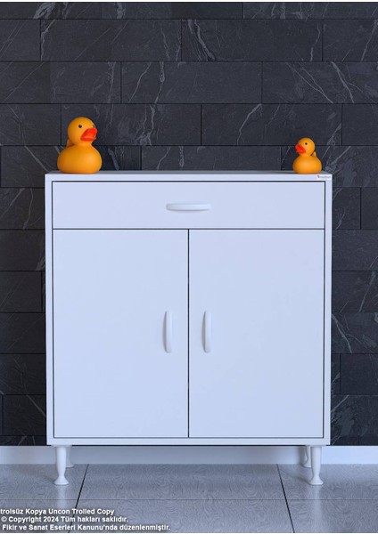 85 x 88 x 32,5 Cm’lik 1 Çekmece 1 Kapak 2 Raf 3 Gözlü Organizatör Mutfak Dolabı Çok Amaçlı Dolap
