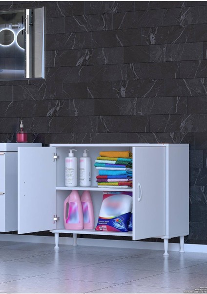 100X75X32,5 Cm’ Lik 2 Kapaklı 2 Göz Raf Dolap , Organizatör Mutfak Dolabı Çok Amaçlı Dolap