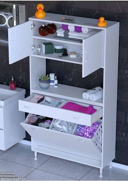 100X173X32,5 cm 1 Çekmece 3 Göz Sepetli ve 3 Raflı Dolap,organizatör Mutfak Dolabı Çok Amaçlı Dolap