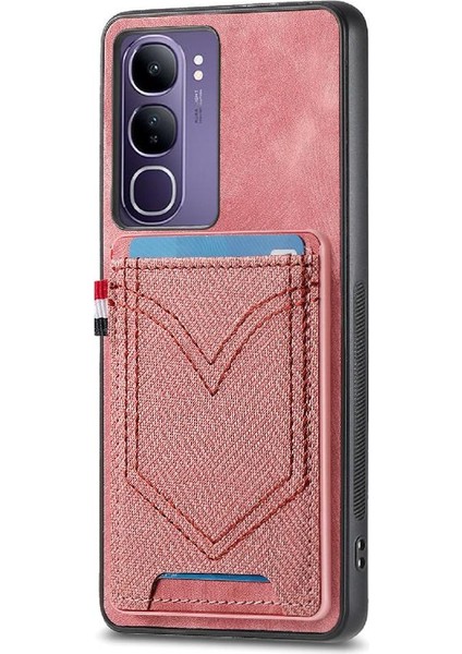 Vivo V40 Lite Kot Cep Tasarım Crad Yuvası Manyetik Araç Montaj Için Kılıf (Yurt Dışından)