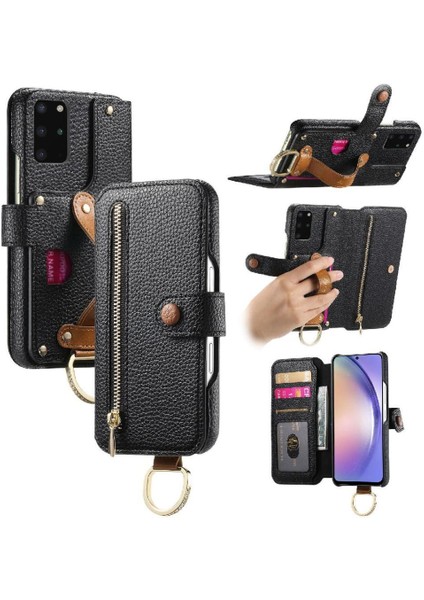 Samsung Galaxy S20 Crad Yuvası Cüzdan Fermuar Standı Bileklik Için Flip Case (Yurt Dışından)