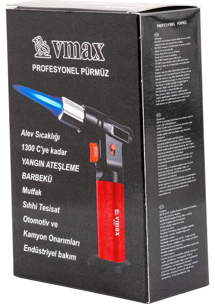 Doldurulabilir Pürmüz Çakmak - Torch - Metal Başlıklı - A10 - Kırmızı indirimleri