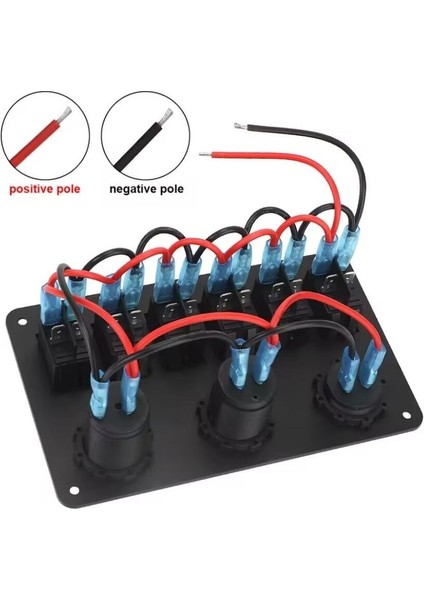 6lı On-Off Mavi Işıklı Anahtar Switch Panel 2X5V USB Çakmaklık ve Voltaj Göstergeli fırsatları