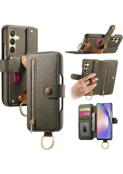 Samsung Galaxy S23 Plus Fermuar Bileklik Cüzdan Crad Yuvası Için Flip Case (Yurt Dışından)