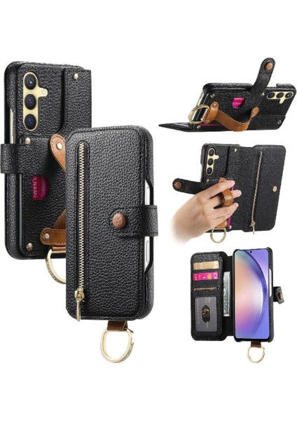 Samsung Galaxy S23 Plus Fermuar Bileklik Cüzdan Crad Yuvası Için Flip Case (Yurt Dışından)