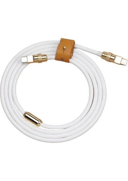 100W Beyaz Type-C Silikon Hızlı Şarj Kablosu - 2 Metre