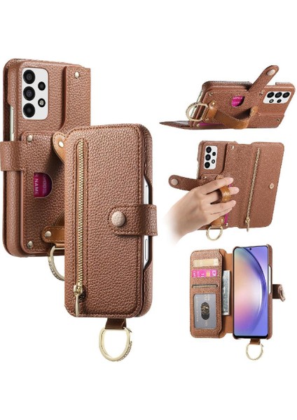 Samsung Galaxy A53 5g Crad Yuvası Bileklik Cüzdan Fermuar Standı Için Flip Case (Yurt Dışından)