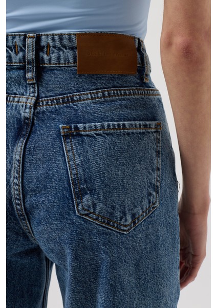 Baskılı Düşük Bel Mavi Jean fırsatları