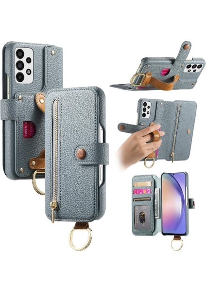 Samsung Galaxy A53 5g Crad Yuvası Bileklik Cüzdan Fermuar Standı Için Flip Case (Yurt Dışından)