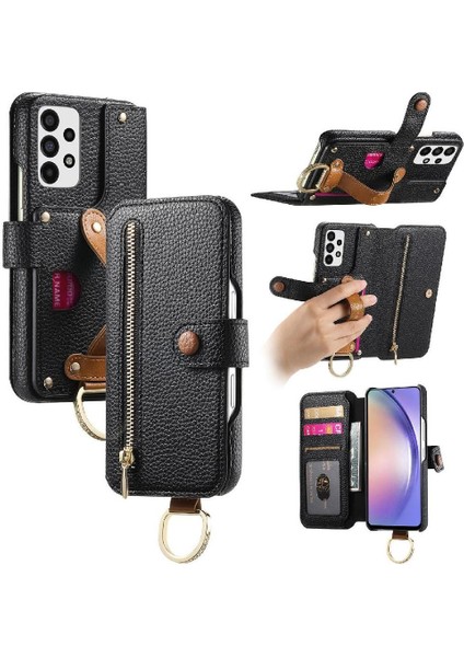 Samsung Galaxy A53 5g Crad Yuvası Bileklik Cüzdan Fermuar Standı Için Flip Case (Yurt Dışından)