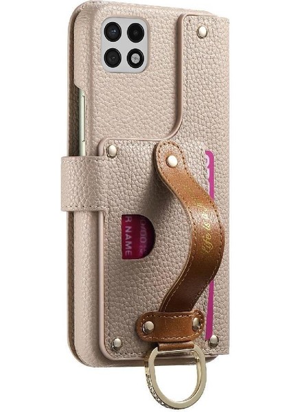 Samsung Galaxy A22 5g Bileklik Standı Cüzdan Crad Yuvası Fermuar Için Flip Case (Yurt Dışından) fırsatları