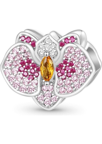 Orkide Çiçek Charm, 925 Ayar Gümüş