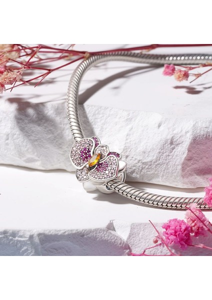 Orkide Çiçek Charm, 925 Ayar Gümüş fiyatları