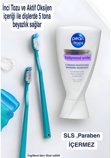 Hollywood Smile -2 Adet .Aktif Oksijen Ve Gelişmiş Formülü ile 5 Ton Kadar Beyazlatıcı Diş Macunu 50ml.