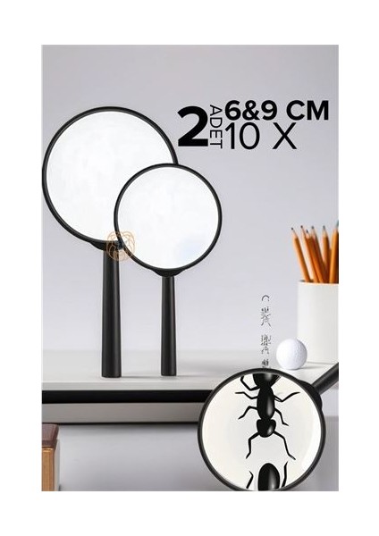 10X Büyüteç 6 ve 9 cm 2'li Set
