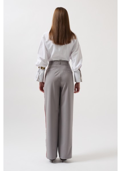 Şerit Detay Palazzo Gri Pantolon indirimleri