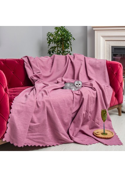 Kaymaz Koltuk Örtüsü Çift Taraflı Mikrofiber Şönil 175x215 cm Gül Kurusu – Kedi Köpek ve Çocuk Dostu