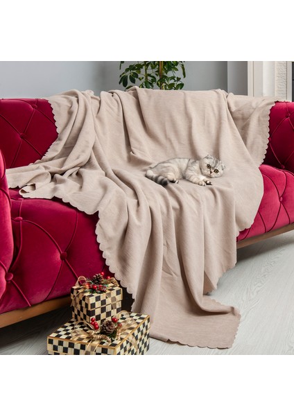 Kaymaz Koltuk Örtüsü Çift Taraflı Mikrofiber Şönil 175x215 cm Camel – Kedi Köpek ve Çocuk Dostu