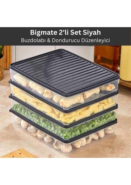 2'li Şeffaf Saklama Kabı 2x2,5 Lt BGMT2225 Mikrodalga Buzdolabı ve Dondurucu Uyumlu Düzenleyici