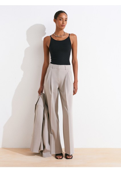 71606 Ekstra Geniş Paça Ayarlanabilir Pantolon-Gri